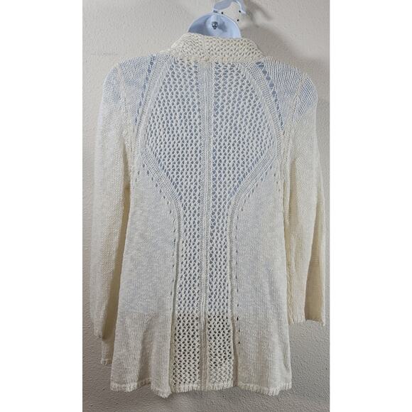 Moth Anthropologie Cream Open Knit Cardigan XS Lightweight Soft Stretch Comfy - Picture 2 of 7